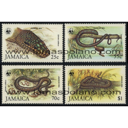 SELLOS DE JAMAICA 1984 - EPICRATES SUBFLAVUS - BOA JAMAICANA - PROTECCION DE LA VIDA SALVAJE - 4 VALORES - CORREO