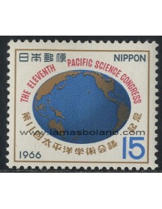 SELLOS DE JAPON 1966 - 11 CONGRESO CIENTIFICO DEL PACIFICO EN TOKYO - 1 VALOR - CORREO