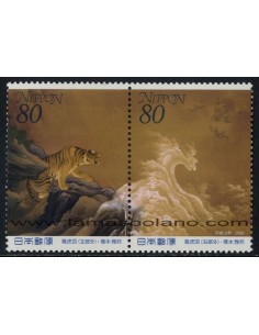 SELLOS DE JAPON 2000 - PINTURAS - SEMANA DE LA FILATELIA - 2 VALORES - CORREO