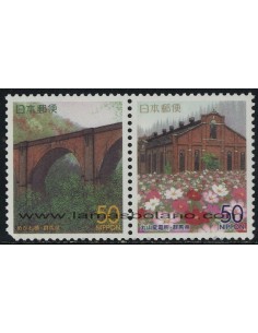 SELLOS DE JAPON 2000 - ESTACION Y VIADUCTO - 2 VALORES - CORREO