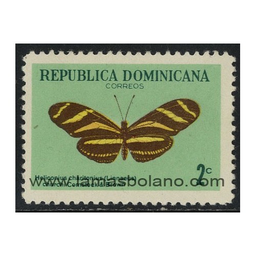 SELLOS DE DOMINICANA 1966 - HELICONIUS CHARITONIUS - MARIPOSAS - 1 VALOR - CORREO