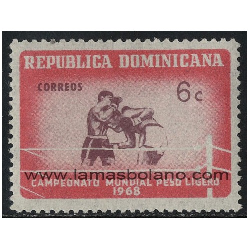 SELLOS DE DOMINICANA 1968 - CAMPEONATO DEL MUNDO DE BOXEO DE PESOS LIGEROS EN SANTO DOMINGO - 1 VALOR - CORREO