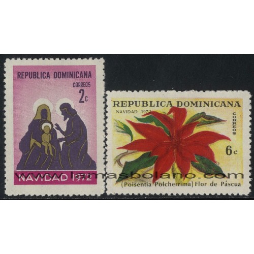 SELLOS DE DOMINICANA 1972 - NAVIDAD - 2 VALORES - CORREO