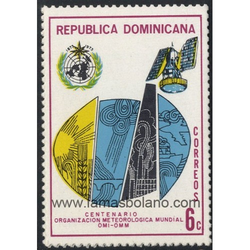 SELLOS DE DOMINICANA 1973 - CENTENARIO DE LA ORGANIZACION METEREOLOGICA MUNDIAL - 1 VALOR - CORREO