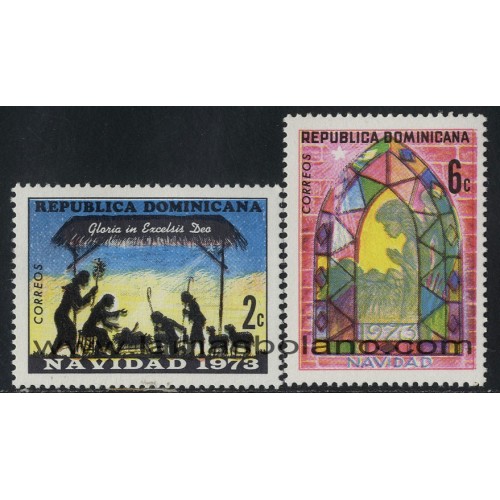 SELLOS DE DOMINICANA 1973 - NAVIDAD - 2 VALORES - CORREO