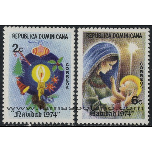 SELLOS DE DOMINICANA 1974 - NAVIDAD - 2 VALORES - CORREO