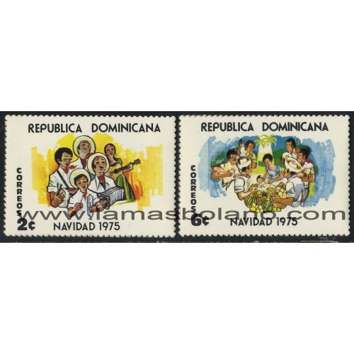 SELLOS DE DOMINICANA 1975 - NAVIDAD - 2 VALORES - CORREO