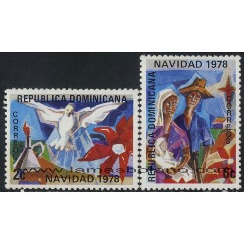 SELLOS DE DOMINICANA 1978 - NAVIDAD - PINTURAS CONTEMPORANEAS - 2 VALORES - CORREO