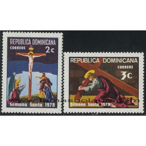 SELLOS DE DOMINICANA 1979 - SEMANA SANTA - 2 VALORES - CORREO