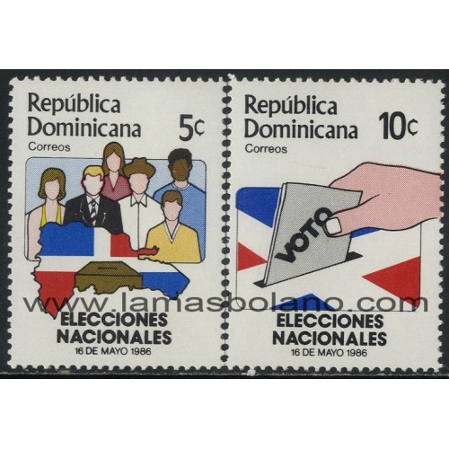 SELLOS DE DOMINICANA 1986 - ELECCIONES NACIONALES - 2 VALORES - CORREO