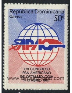 SELLOS DE DOMINICANA 1987 - OFTALMOLOGIA 16 CONGRESO PANAMERICANO - 1 VALOR - CORREO