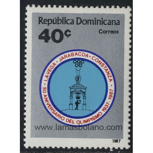 SELLOS DE DOMINICANA 1987 - CENTENARIO DEL OLIMPISMO - 1 VALOR - CORREO