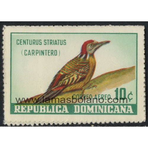SELLOS DE DOMINICANA 1964 - CENTURUS STRIATUS - PAJARO CARPINTERO - 1 VALOR - AEREO
