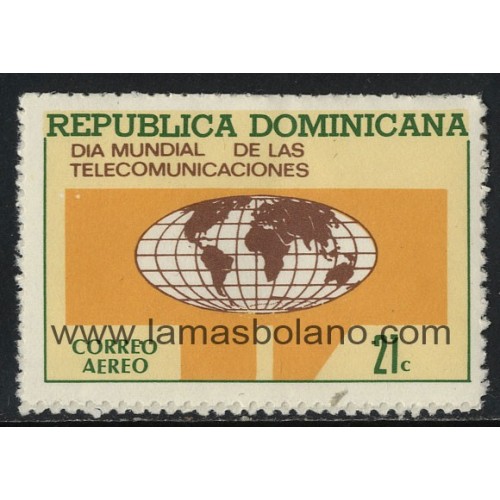 SELLOS DE DOMINICANA 1972 - DIA MUNDIAL DE LAS TELECOMUNICACIONES - 1 VALOR - AEREO