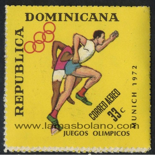 SELLOS DE DOMINICANA 1972 - OLIMPIADA DE MUNICH - 1 VALOR - AEREO