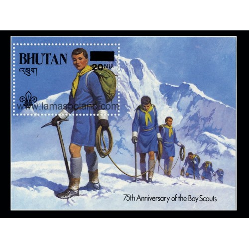 SELLOS DE BHUTAN 1984 - BOY SCOUTS - HOJITA BLOQUE