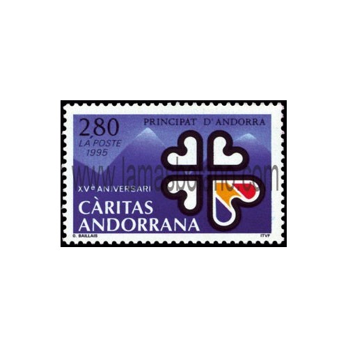 SELLOS DE ANDORRA FRANCESA 1995 - CÁRITAS ANDORRA 25º ANIVERSARIO - 1 VALOR CORREO 