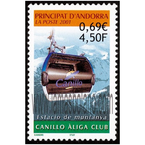 SELLOS DE ANDORRA FRANCESA 2001 - CANILLO ALIGA CLUB ESTACIÓN DE MONTAÑA - 1 VALOR CORREO 