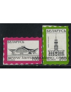 SELLOS DE BIELORUSIA 2001 - EDIFICIOS - 2 VALORES - AUTOADHESIVOS - CORREO