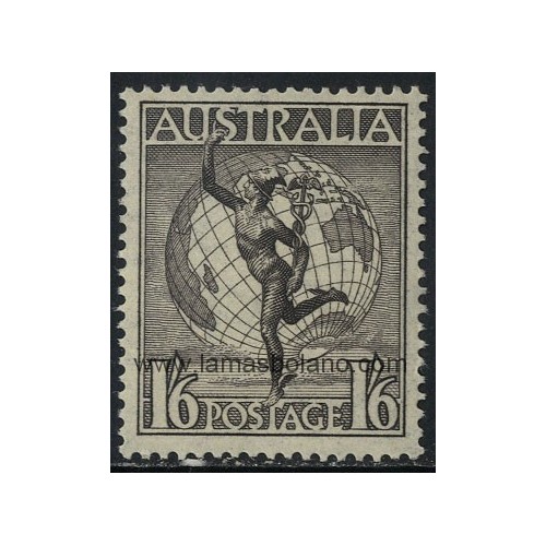 SELLOS DE AUSTRALIA 1949 - MAPA MUNDI - 1 VALOR - AEREO