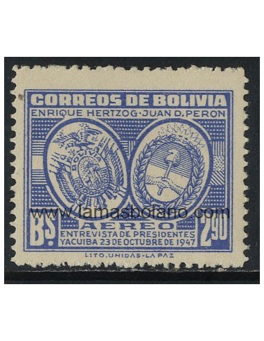 SELLOS DE BOLIVIA 1947 - VISITA DEL PRESIDENTE PERON - 1 VALOR - AEREO