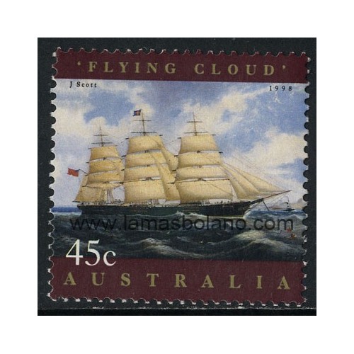 SELLOS DE AUSTRALIA 1998 - CLIPPER FLYING CLOUD 1851 POR J. SCOTT - 1 VALOR - CORREO