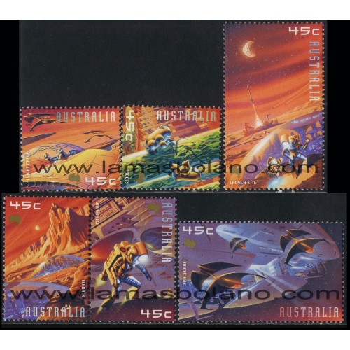 SELLOS DE AUSTRALIA 2000 - VISION FUTURISTA DE MARTE - 6 VALORES - CORREO