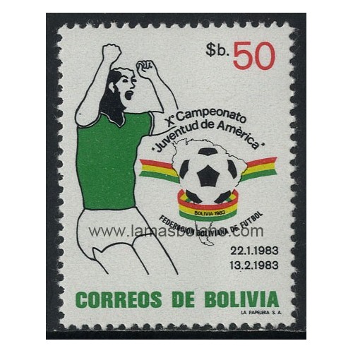SELLOS DE BOLIVIA 1983 - CAMPEONATO DE FUTBOL JUNIORS DE AMERICA EN BOLIVIA - 1 VALOR - CORREO