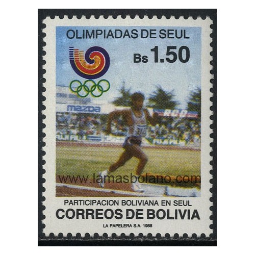 SELLOS DE BOLIVIA 1988 - OLIMPIADA DE SEUL PARTICIPACION BOLIVIANA - 1 VALOR - CORREO
