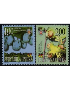 SELLOS DE BOSNIA SERBIA 2000 - FRUTOS - 2 VALORES - CORREO