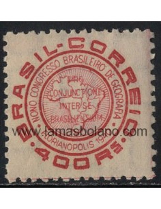 SELLOS DE BRASIL 1940 - CONGRESO BRASILEÑO DE GEOGRAFIA EN FLORIANOPOLIS - 1 VALOR - CORREO