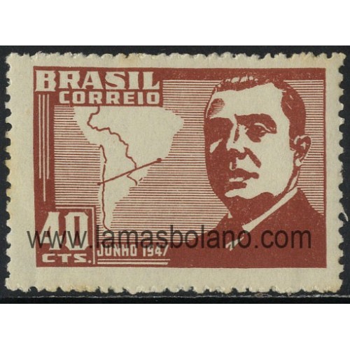 SELLOS DE BRASIL 1947 - VISITA DEL PRESIDENTE VIDELA DE CHILE - 1 VALOR - CORREO