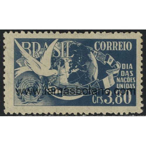 SELLOS DE BRASIL 1952 - DIA DE LAS NACIONES UNIDAS - 1 VALOR - CORREO