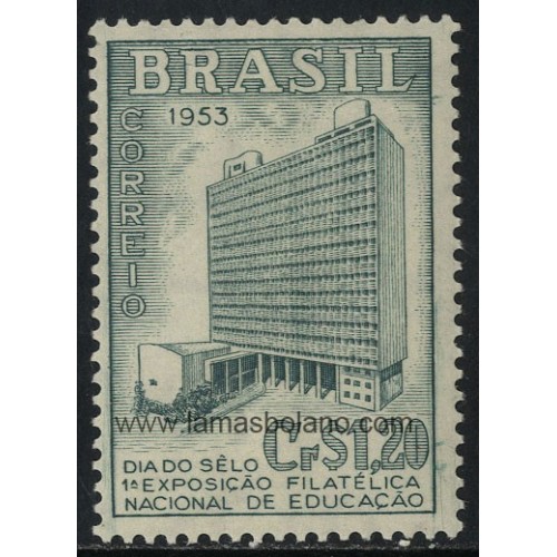 SELLOS DE BRASIL 1953 - EXPOSICION FILATELICA NACIONAL DE EDUCACION Y DIA DEL SELLO - 1 VALOR SEÑAL FIJASELLO - CORREO