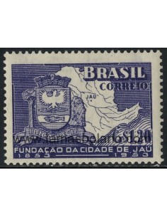 SELLOS DE BRASIL 1953 - VILLA DE JAU CENTENARIO DE LA FUNDACION - 1 VALOR SEÑAL FIJASELLO - CORREO