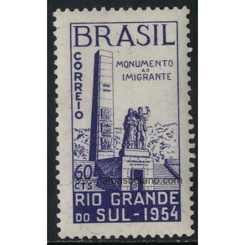 SELLOS DE BRASIL 1954 - INAUGURACION DEL MONUMENTO AL INMIGRANTE EN CAXIAS - 1 VALOR - CORREO