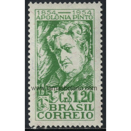 SELLOS DE BRASIL 1954 - APOLONIA PINTO ACTRIZ CENTENARIO DEL NACIMIENTO - 1 VALOR SEÑAL FIIJASELLO - CORREO