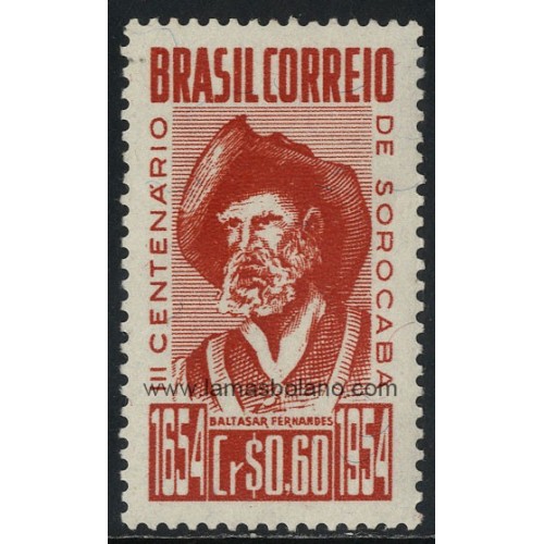 SELLOS DE BRASIL 1954 - CIUDAD DE SOROCABA TRICENTENARIO - 1 VALOR - CORREO
