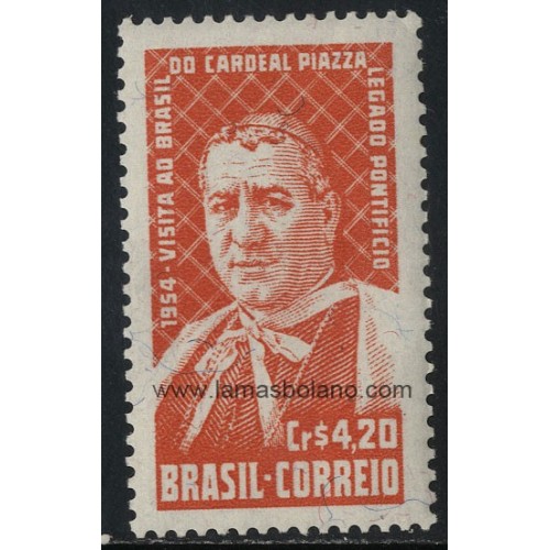 SELLOS DE BRASIL 1954 - ADEODATO GIOVANNI CARDENAL PIAZZA LEGADO PONTIFICAL - 1 VALOR - CORREO