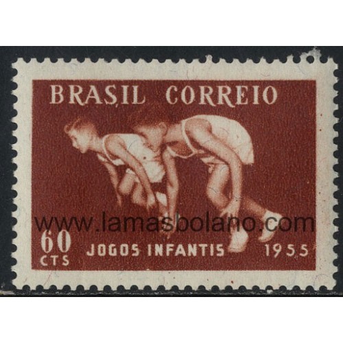 SELLOS DE BRASIL 1955 - JUEGOS DEPORTIVOS DE LA JUVENTUD - 1 VALOR SEÑAL FIJASELLO - CORREO