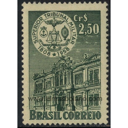 SELLOS DE BRASIL 1958 - TRIBUNAL MILITAR DE RIO DE JANEIRO SESQUICENTENARIO - 1 VALOR - CORREO