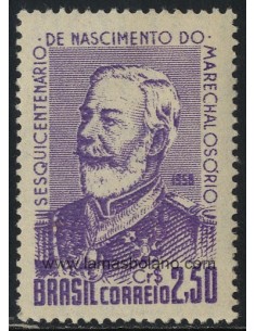 SELLOS DE BRASIL 1958 - MANOEL LUIS OSORIO MARISCAL SESQUICENTENARIO DEL NACIMIENTO - 1 VALOR - CORREO