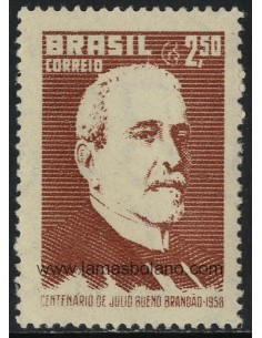 SELLOS DE BRASIL 1958 - JULIO BUENO BRANDAO CENTENARIO NACIMIENTO - 1 VALOR SEÑAL FIJASELLO - CORREO