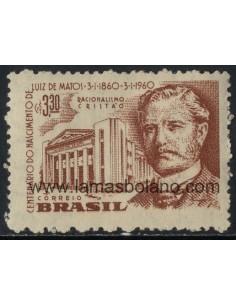 SELLOS DE BRASIL 1960 - LUIZ DE MATOS EVANGELISTA CENTENARIO DEL NACIMIENTO - 1 VALOR - CORREO