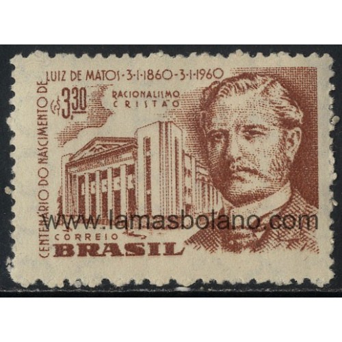 SELLOS DE BRASIL 1960 - LUIZ DE MATOS EVANGELISTA CENTENARIO DEL NACIMIENTO - 1 VALOR - CORREO