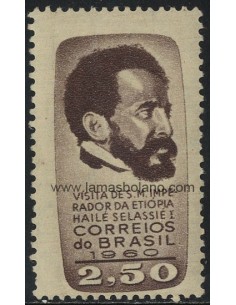SELLOS DE BRASIL 1961 - VISITA DE HAILE SELASSIE  EMPERADOR DE ETHIOPIA - 1 VALOR - CORREO