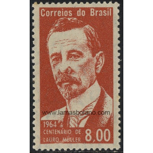 SELLOS DE BRASIL 1964 - LAURO MULLER HOMBRE DE ESTADO CENTENARIO NACIMIENTO - 1 VALOR SEÑAL FIJASELLO - CORREO