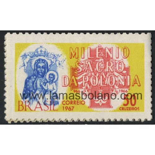 SELLOS DE BRASIL 1967 - MILENARIO DE POLONIA - 1 VALOR - CORREO