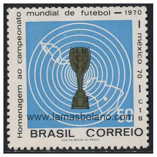SELLOS DE BRASIL 1970 - COPA DEL MUNDO DE FUTBOL EN MEXICO 1970 - 1 VALOR - CORREO