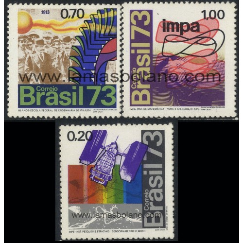 SELLOS DE BRASIL 1973 - CIENCIAS - LA TIERRA Y EL HOMBRE - 3 VALORES - CORREO